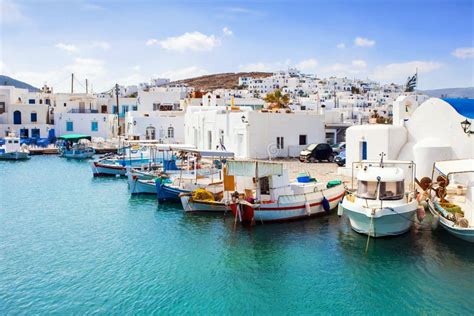 Typical Greek Islands Village Of Naousa Paros Island Cyclades Stock