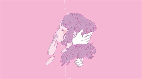 Aesthetic Anime Art Pink Kawaii Kiss Love Hd Wallpaper