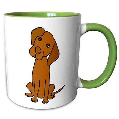 3drose Funny Cute Vizsla Puppy Dog Cartoon Two Tone Green Mug 11