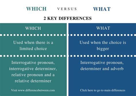 Difference Between Which and What | Compare the Difference Between ...