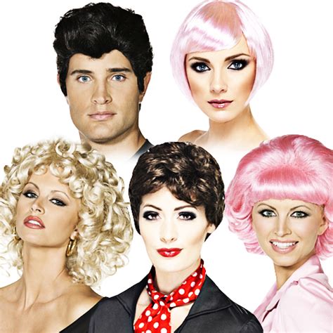 grease movie character wigs adults fancy dress 50s fifties ladies mens costume ebay