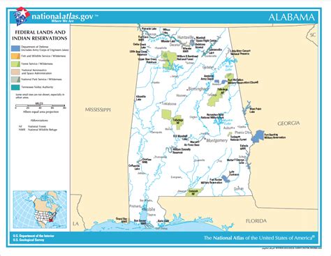 Federal Lands And Indian Reservations In Alabama Map Digital