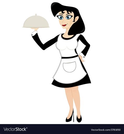 Funny Cartoon Waitress Royalty Free Vector Image