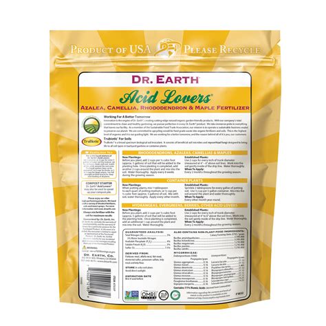 Use as a soil amendment throughout the garden when planting trees, shrubs, bare root plants, flowers and all acid loving plants. Acid Lovers® Organic Fertilizer - Dr Earth