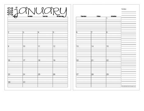 2022 Monthly 2 Page Lined Calendars 85x11 Jan Dec Etsy