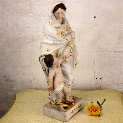 Gorgeous Large Statue Virgin Mary Infant Treading On Snake Etsy