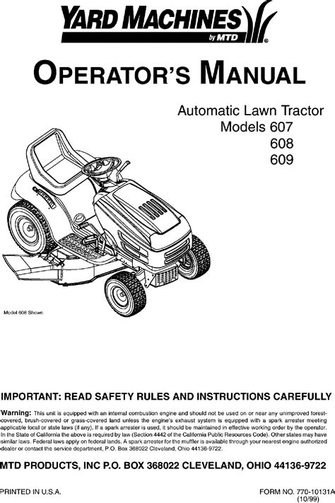Mtd Lawn Tractor Manual L0404204