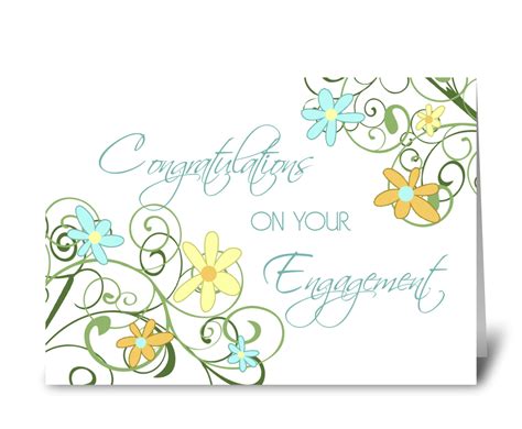 Engagement Congratulations Floral Swirls Send This Greeting Card