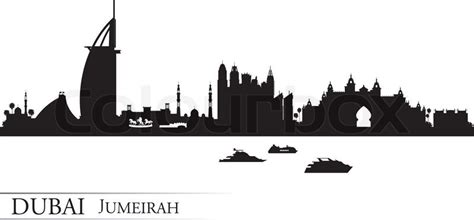 Dubai city skyline silhouette ~ illustrations ~ creative. Dubai Jumeirah skyline silhouette background, vector ...
