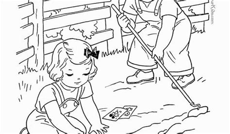 Kids Doing Chores Coloring Pages Farm Page To Print And Color 006