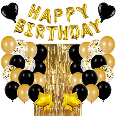 Buy JOYYPOPBirthday Party Decorations Happy Birthday Balloons Banner With Black And Gold