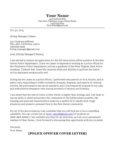 Application Letter For Police
