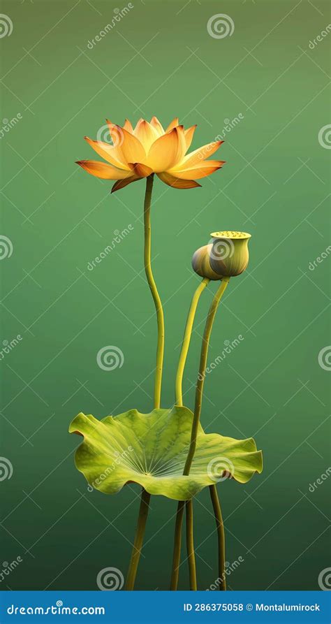 Lotus Nelumbo Nucifera Flower Blurred Background Stock Illustration