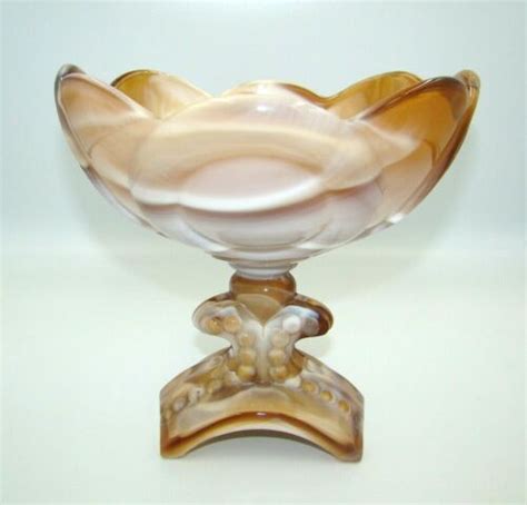 Imperial Caramel Slag Glass Compote Bowl Ebay