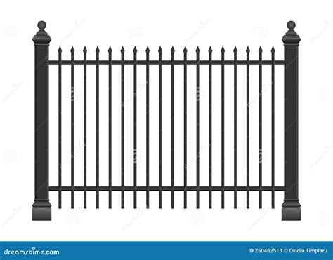 Realistic Steel Fence Vector Illustration Isolated On White Stock