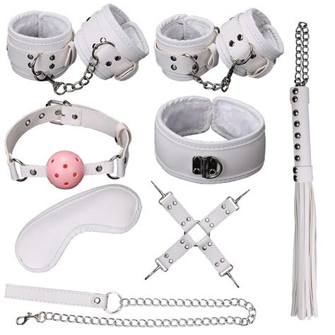 Adult Games 8 Pcs Sm Bondage Set Kit Handcuffs Ball Whip Collar Fetish Bdsm Erotic Toys Sex Toys