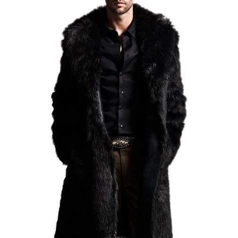 Fashion Long Faux Fur Coat Men Winter Faux Fur Jacket On Both Sides