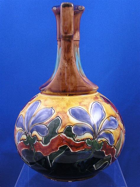 Old Moravian Austria Arts And Crafts Floral And Butterfly Motif Vase From