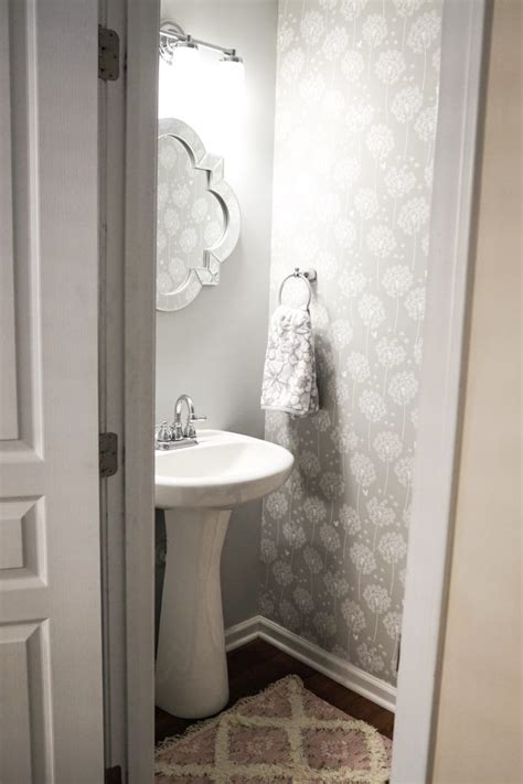 If you follow along on instagram stories you may have seen the very early stages of our powder room renovation. Powder Room Makeover- wallpaper accent wall (With images ...