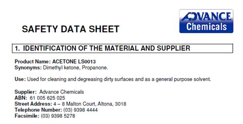 How To Read A Safety Data Sheet Sds Advance Chemicals