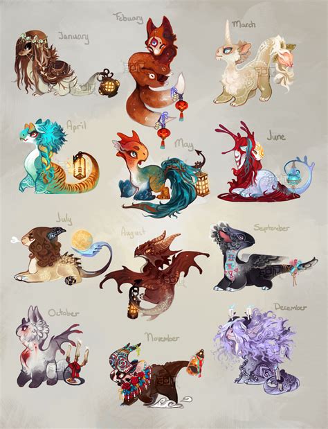 Hatchlings Lantern Dragons Over Mythical Creatures Art Cute