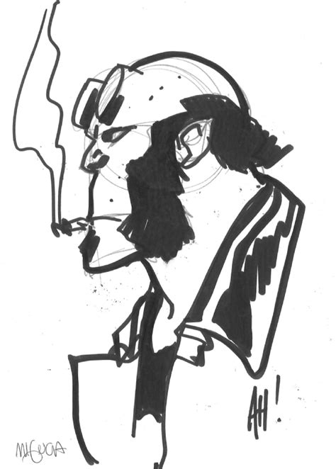 Adam Hughes Head Sketch Dark Horse 01 Hellboy With Mike Mignola