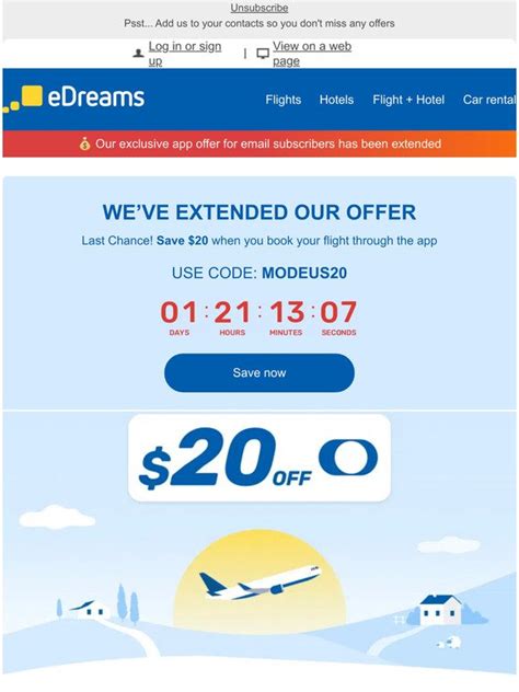 Edreams 🥳 Weve Extended Our Popular 20 Flight Discount Milled