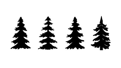 Set Of Silhouette Pine Tree Or Christmas Tree Vector Illustration