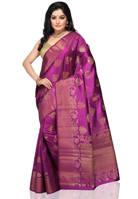 Magenta Shot Tone Pure Banarasi Silk Saree With Blouse Sft231 Elegant Saree