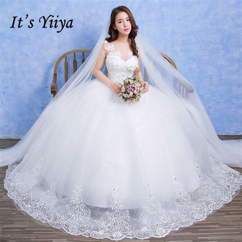 Its Yiiya Vestidos De Novia Lace White O Neck Princess Wedding Dresses