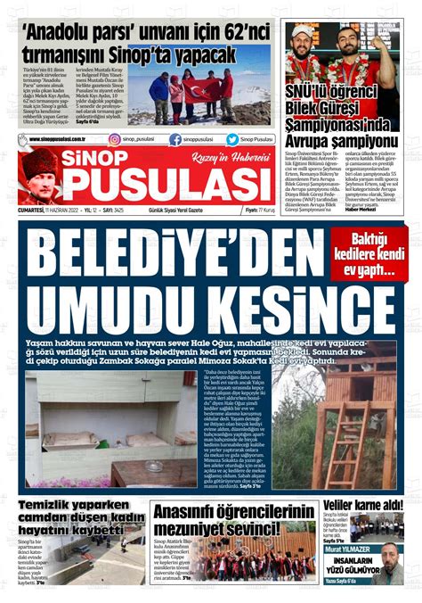 Haziran tarihli Sinop Pusulası Gazete Manşetleri