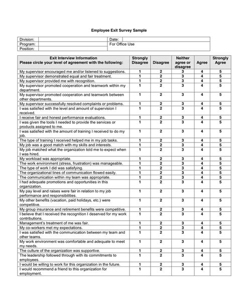 Employee Satisfaction Survey Sample In Word And Pdf Formats
