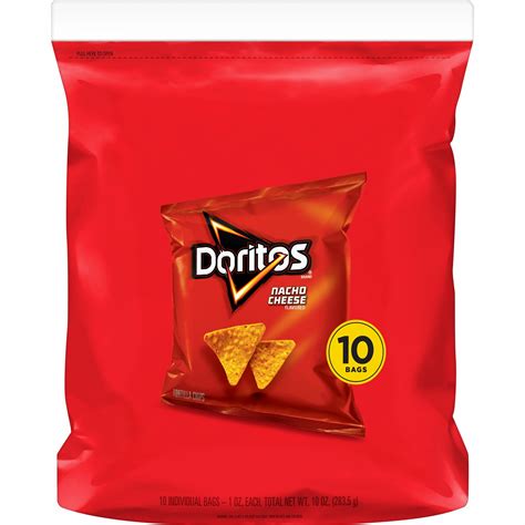 doritos nacho cheese flavored tortilla chips 1 oz bags 10 count
