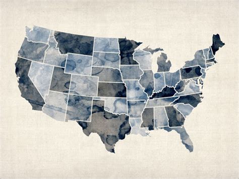 Watercolor United States Map Usa Art Print 528 Etsy