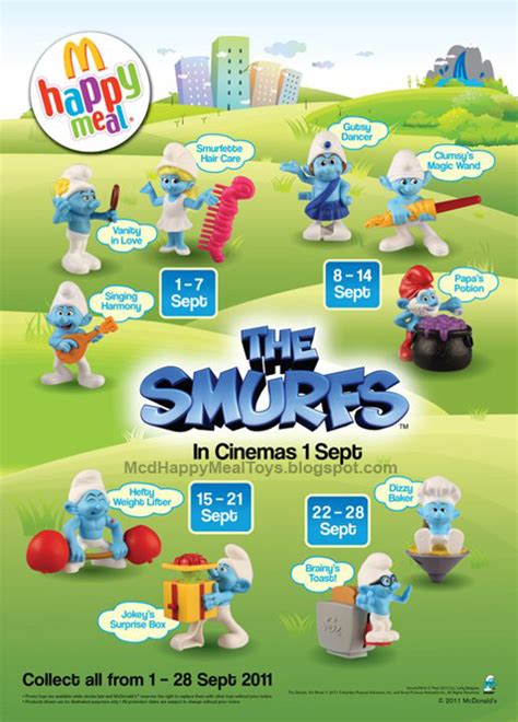 The happy meal toys will be available starting today all the way up to 4 october, so grab your faves while you can! McD Happy Meal "The Smurfs" toys - Happy Meal Toys