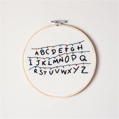 Hand Embroidered Stranger Things Hoop Lights And Abc Etsy Australia