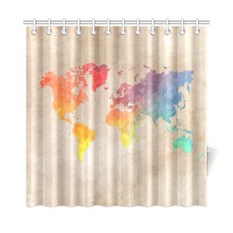 World Map Shower Curtain 72 Curtains Shower Curtain Map