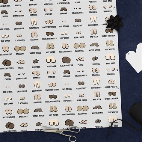 Hilarious Types Of Boobs Printed Wrapping Paper Cheeky Gift Etsy UK