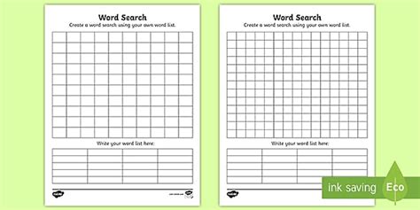 Blank Word Search Template Word Games Literacy Inside Blank Word