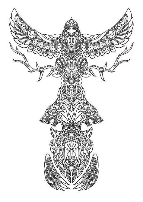 Animal Spirits Totem Poles Coloring Page Netart Colouring Pages