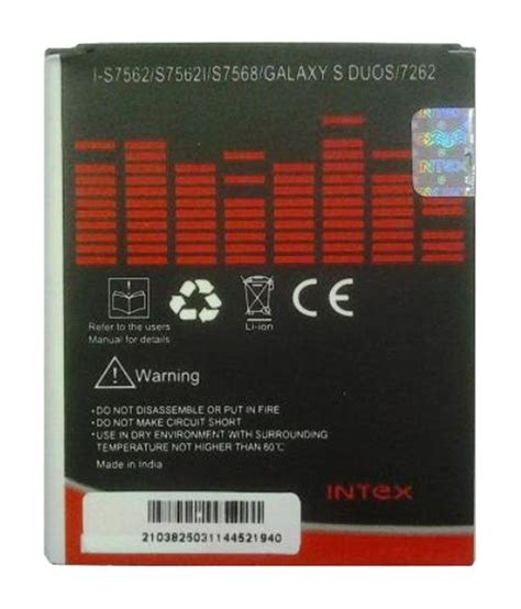 Tested for safety and designed for high performance. Intex S7562 Battery for Samsung Galaxy S Duos and Trend ...