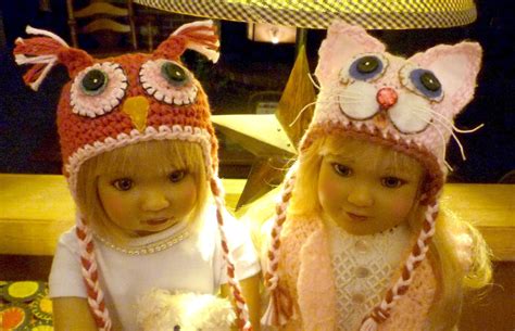 Crocheted Hatsowl And Kitty Children Hats Kids Hats Crocheted Hats