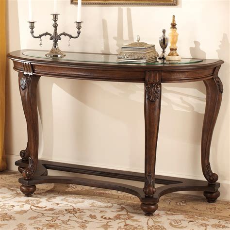 Signature Design By Ashley Norcastle Sofa Table With Glass Top Dream