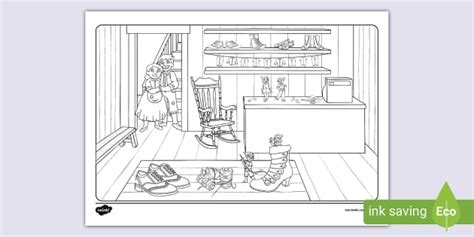 Elves And The Shoemaker Montage Colouring Page Twinkl