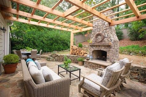 40 Best Patio Designs With Pergola And Fireplace Covered Outdoor Living Space Ideas Patio