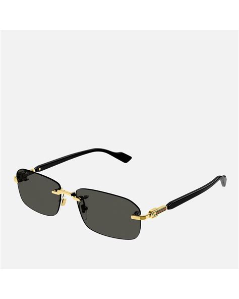 Gucci Rimless Rectangular Metal Sunglasses In Metallic Lyst