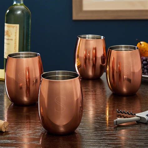 Ambrose Engraved Copper Wine Glasses Set Of 4 Ts For Wine Drinkers Wine Presents Wine Glasses