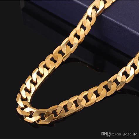Wholesale New Big 10mm Dia Yellow Solid Gold Filled Cuban Chain
