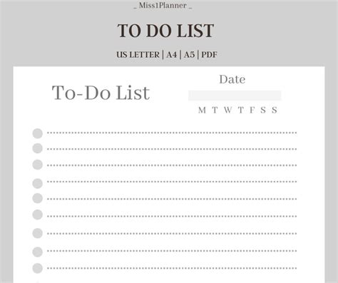 Minimalist To Do List Printable Daily To Do List Task Etsy