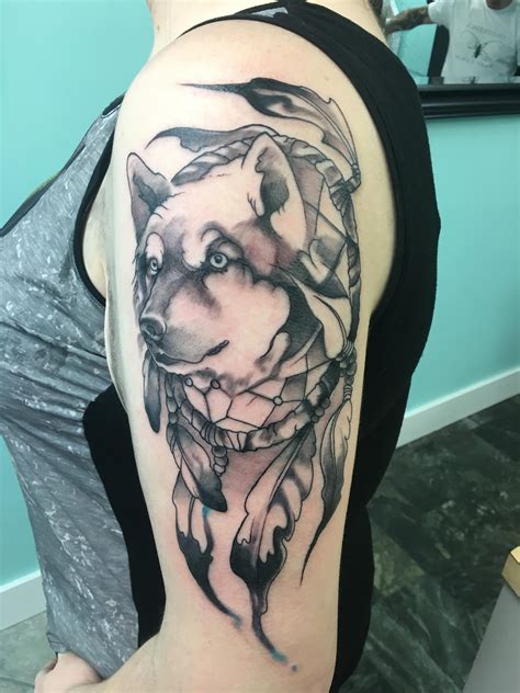 Wolf Dreamcatcher Tattoo By Jasyn Lucas At Thunderjack